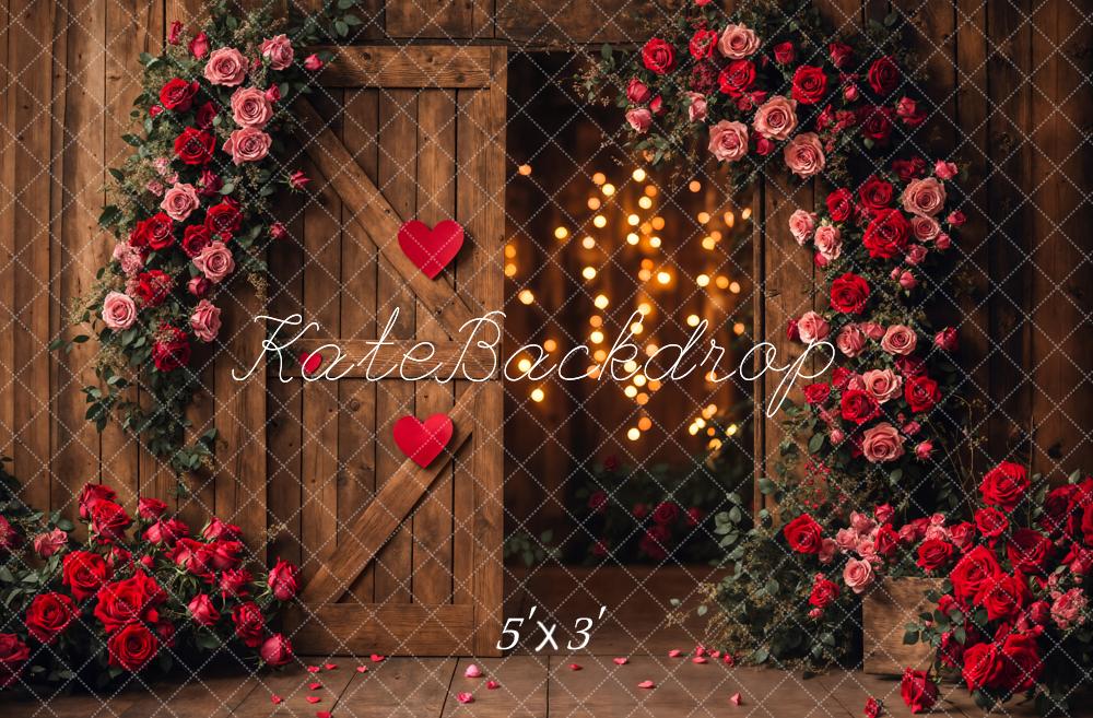 Kate Valentine's Day Flower Barn Door Backdrop Designed by Emetselch - Kate Backdrop AU
