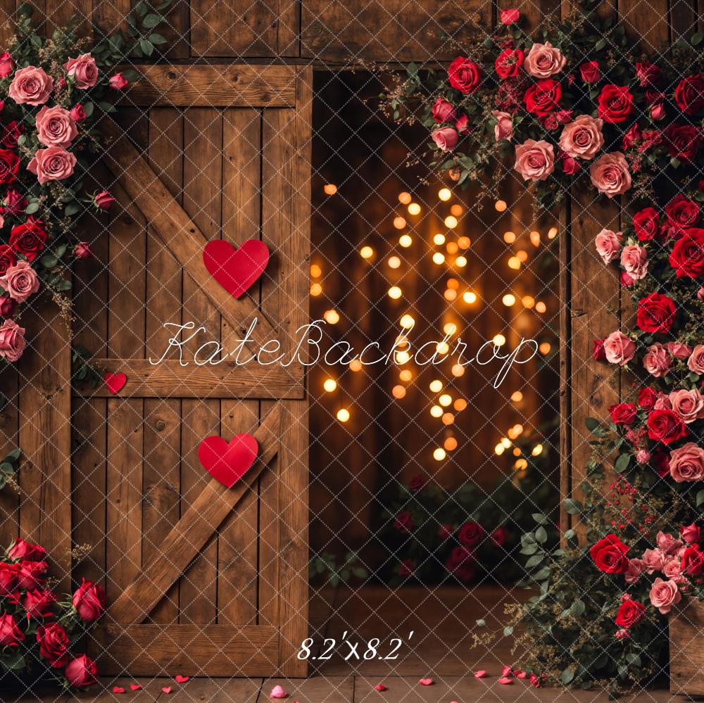 Kate Valentine's Day Flower Barn Door Backdrop Designed by Emetselch - Kate Backdrop AU
