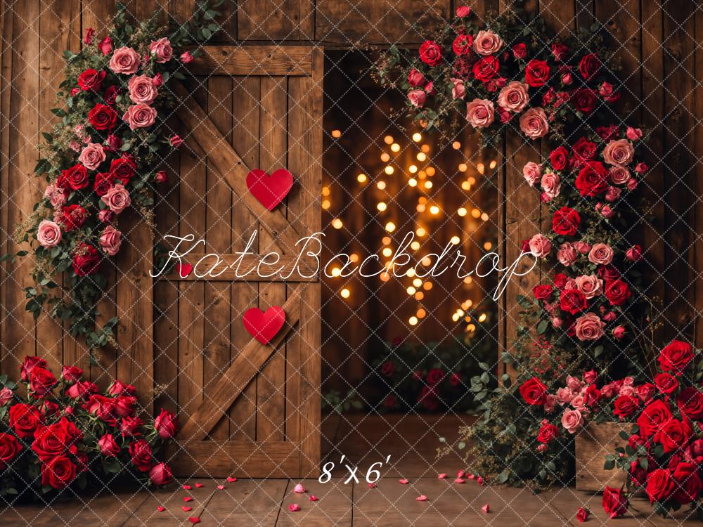 Kate Valentine's Day Flower Barn Door Backdrop Designed by Emetselch - Kate Backdrop AU