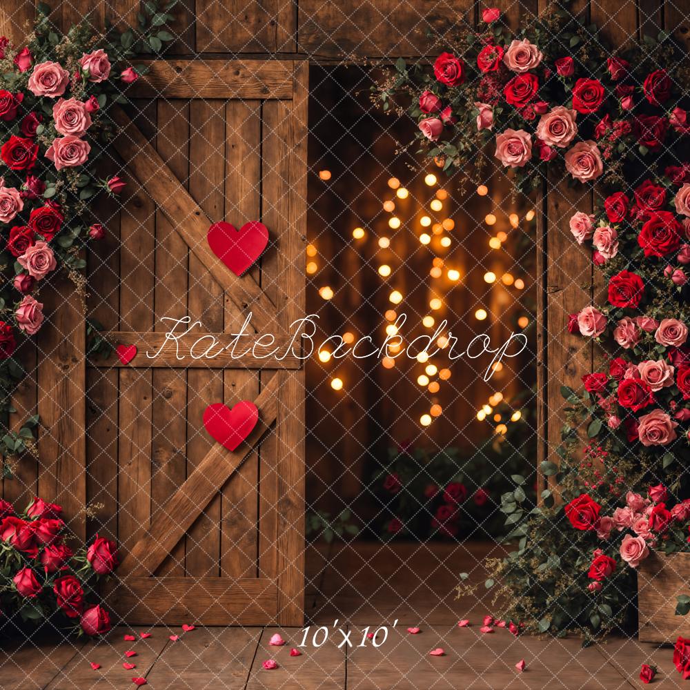 Kate Valentine's Day Flower Barn Door Backdrop Designed by Emetselch - Kate Backdrop AU