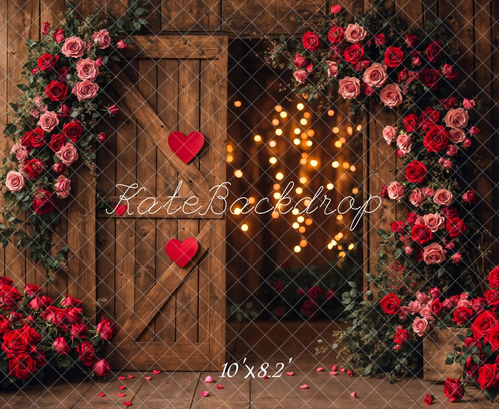 Kate Valentine's Day Flower Barn Door Backdrop Designed by Emetselch - Kate Backdrop AU
