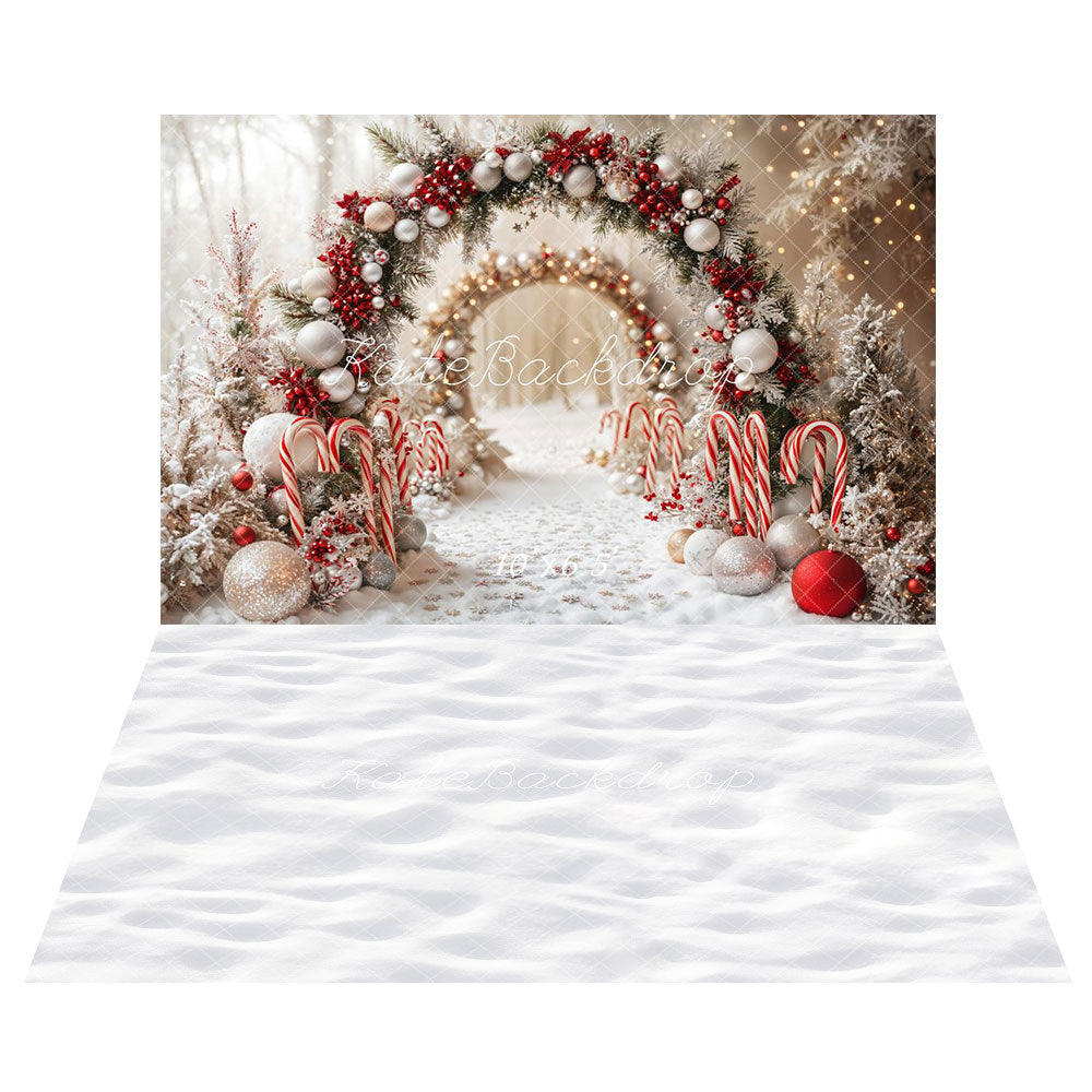 Kate Christmas Arch Snow Backdrop+White Snow Floor Backdrop - Kate Backdrop AU