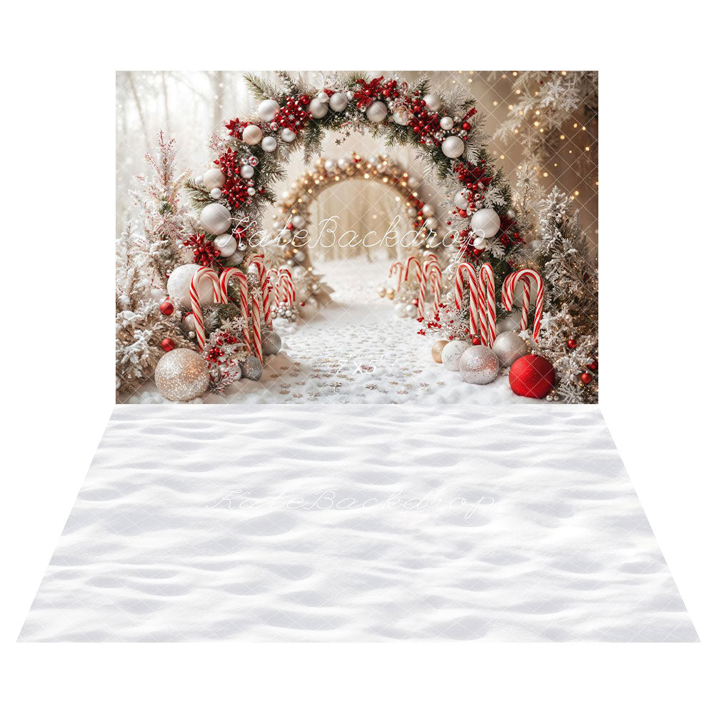 Kate Christmas Arch Snow Backdrop+White Snow Floor Backdrop - Kate Backdrop AU