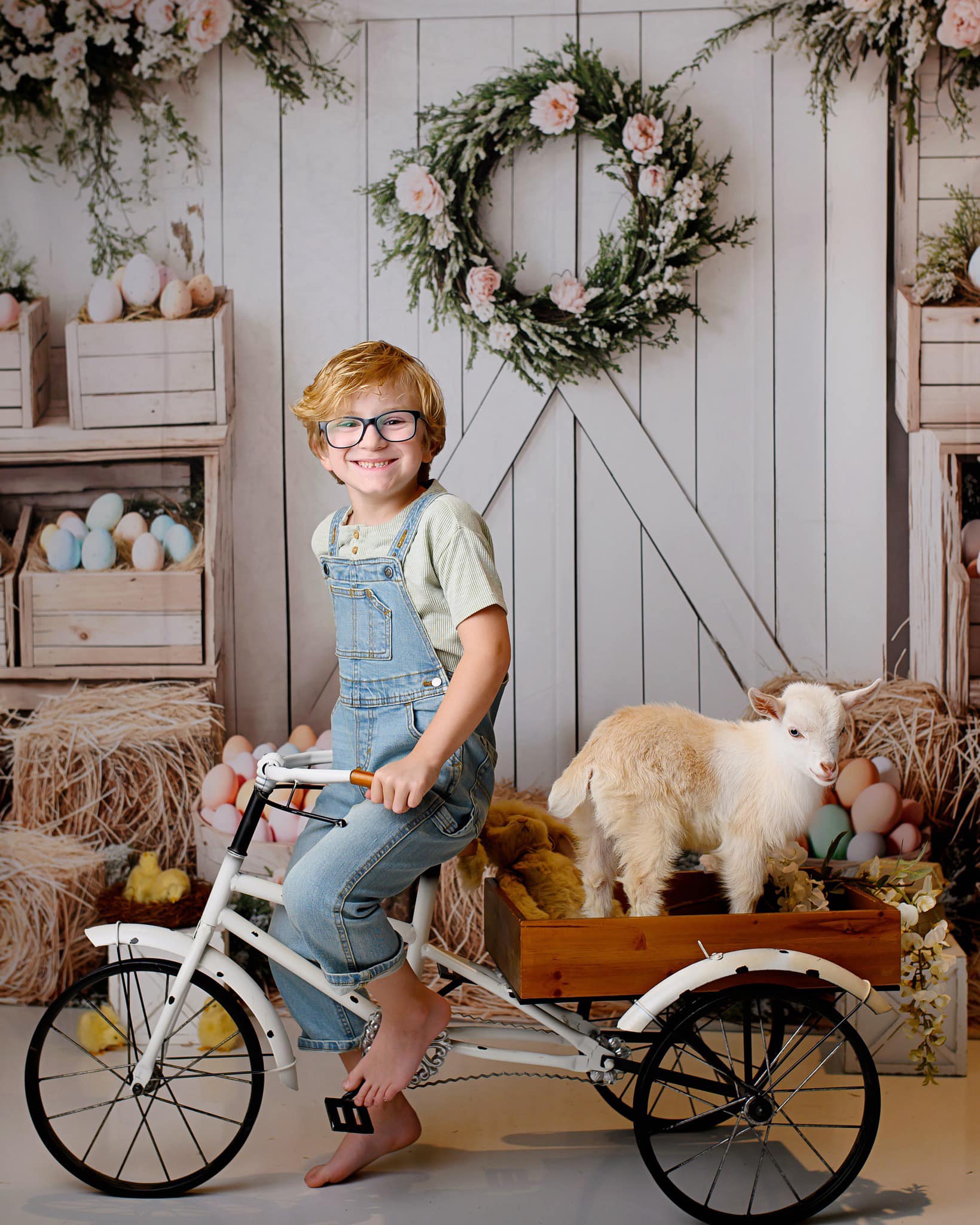 Kate Easter Floral Egg Farmhouse Backdrop Designed by Emetselch - Kate Backdrop AU