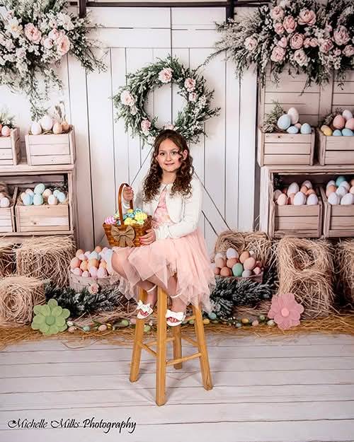 Kate Easter Floral Egg Farmhouse Backdrop Designed by Emetselch - Kate Backdrop AU