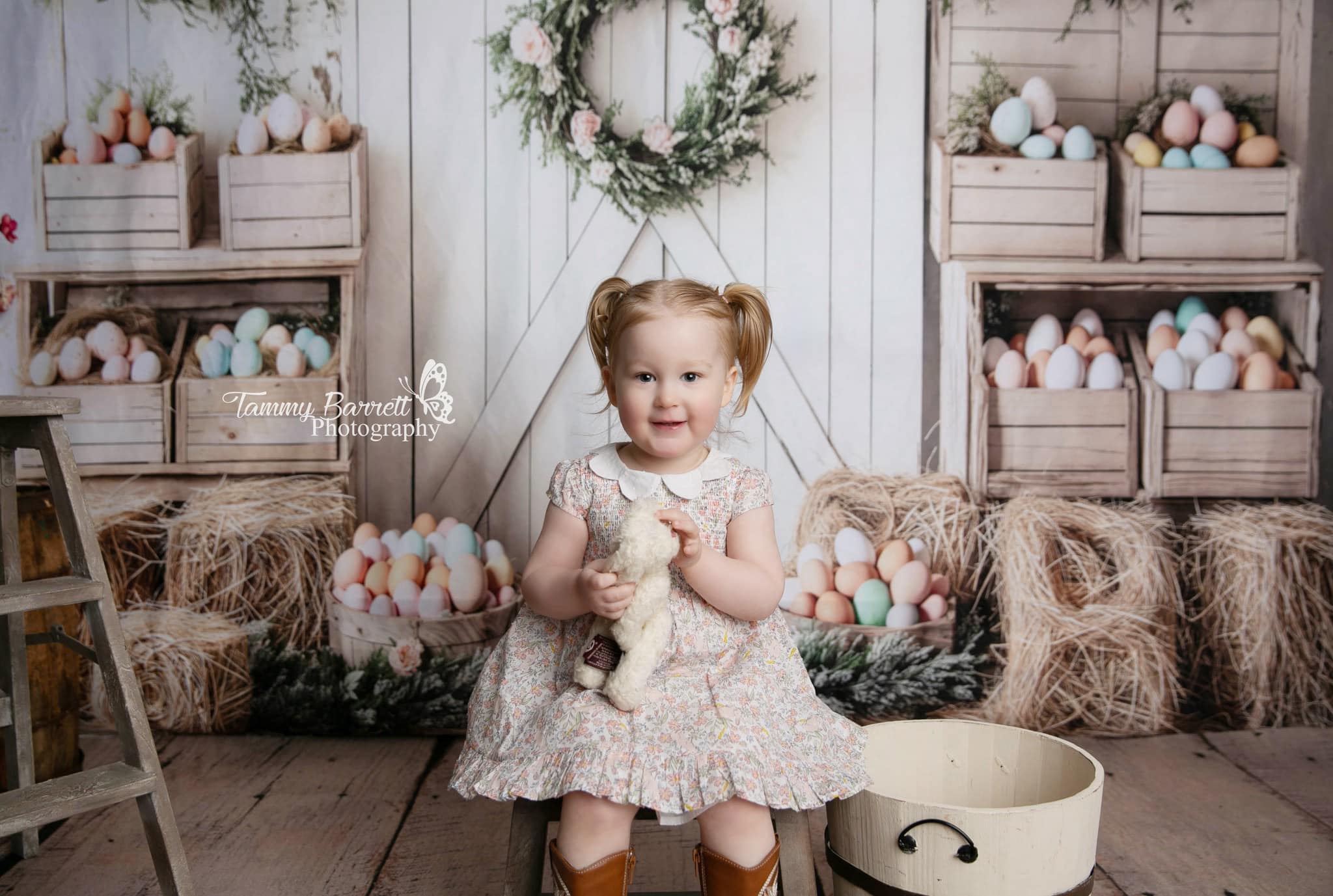 Kate Easter Floral Egg Farmhouse Backdrop Designed by Emetselch - Kate Backdrop AU