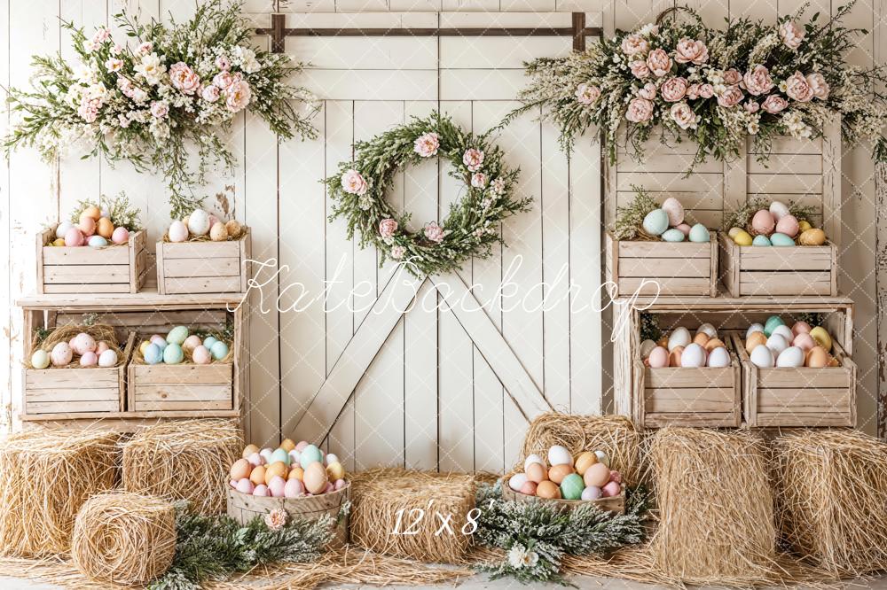 Kate Easter Floral Egg Farmhouse Backdrop Designed by Emetselch - Kate Backdrop AU