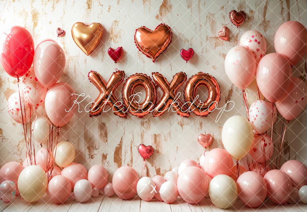 Kate Valentine's Balloons XOXO Heart Backdrop Designed by Emetselch - Kate Backdrop AU
