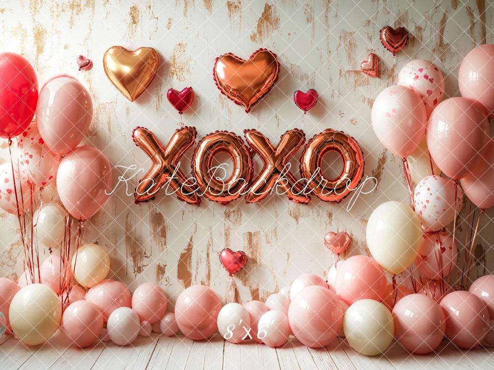 Kate Valentine's Balloons XOXO Heart Backdrop Designed by Emetselch - Kate Backdrop AU