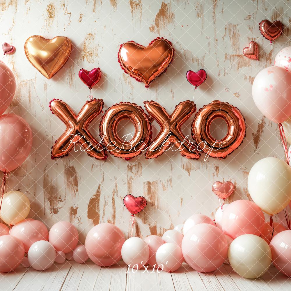 Kate Valentine's Balloons XOXO Heart Backdrop Designed by Emetselch - Kate Backdrop AU