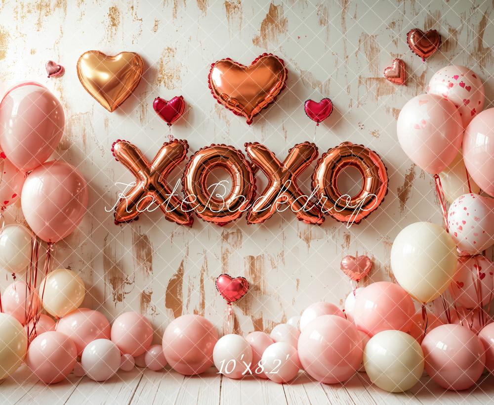 Kate Valentine's Balloons XOXO Heart Backdrop Designed by Emetselch - Kate Backdrop AU