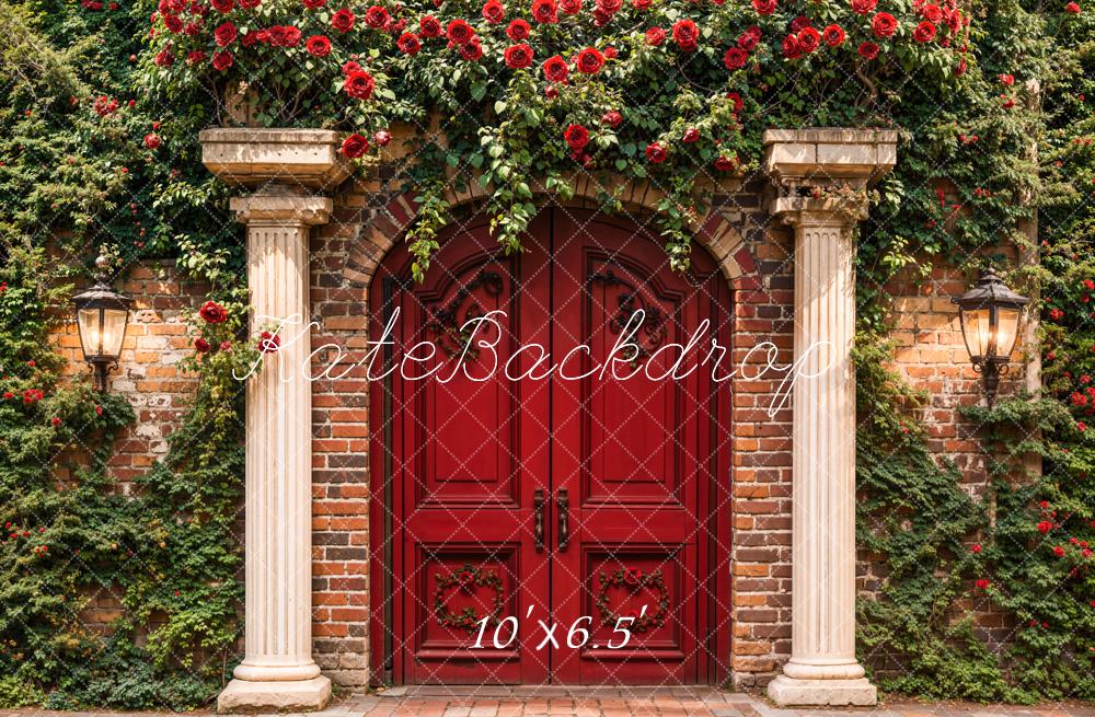 Kate Spring Flowers Red Gate Backdrop Designed by Chain Photography - Kate Backdrop AU