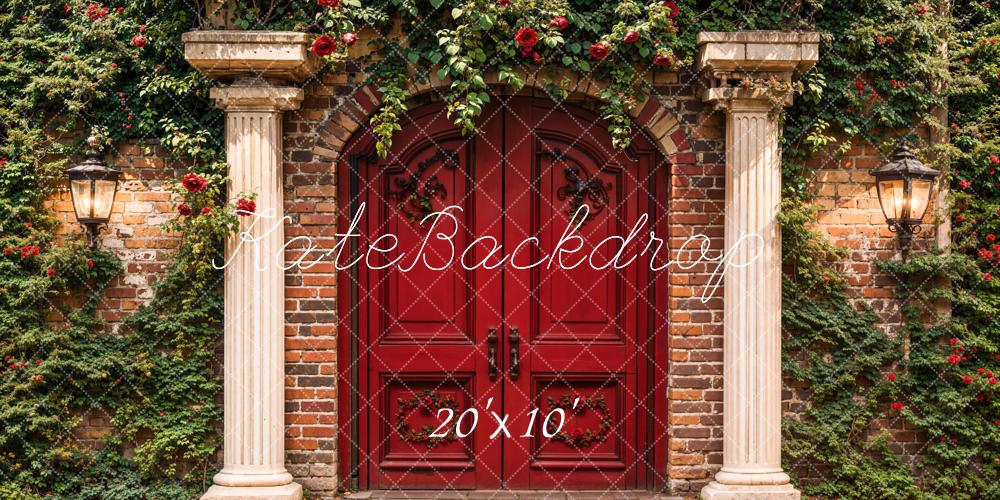 Kate Spring Flowers Red Gate Backdrop Designed by Chain Photography - Kate Backdrop AU