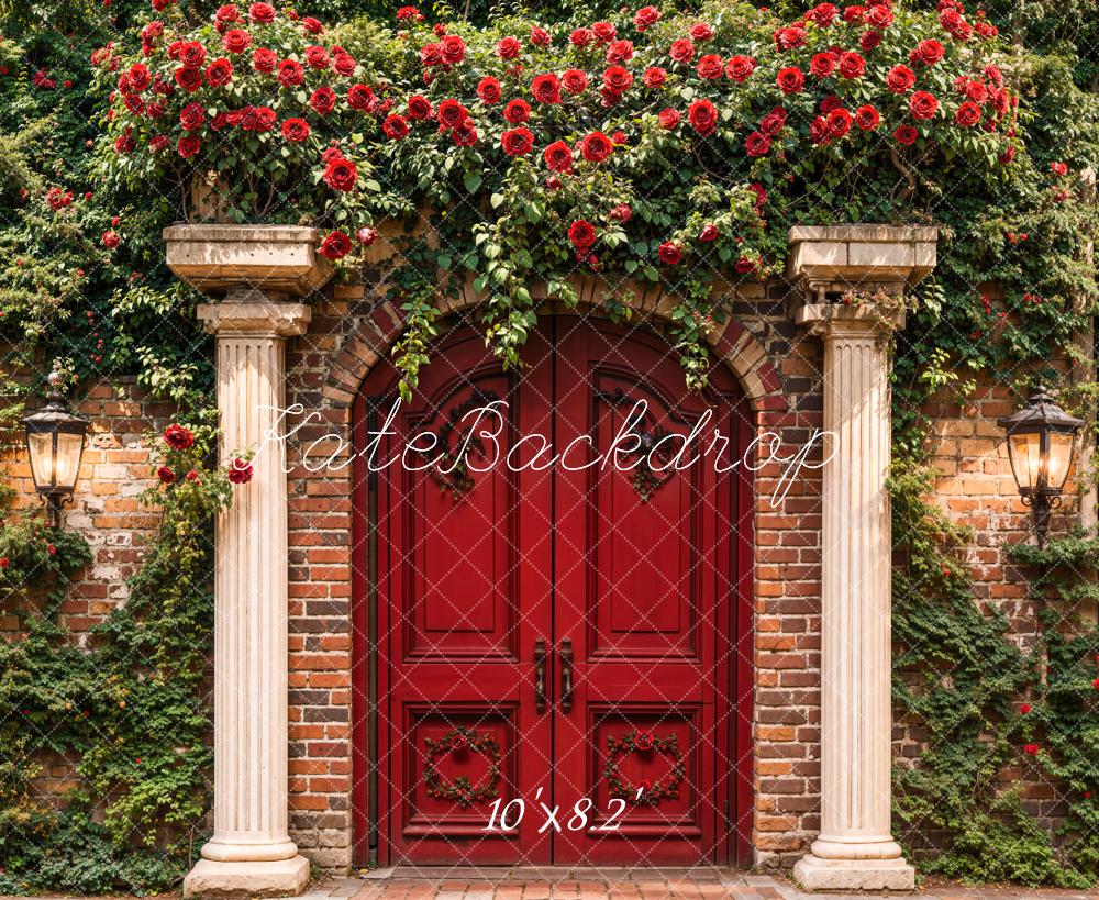 Kate Spring Flowers Red Gate Backdrop Designed by Chain Photography - Kate Backdrop AU