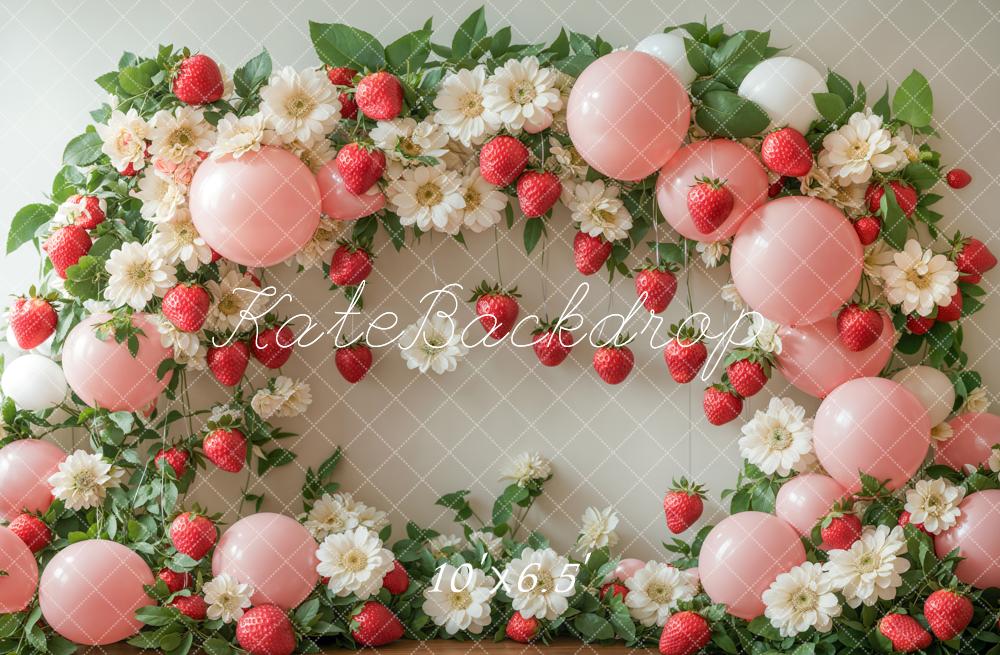 Kate Spring Strawberry Flower Balloon Arch Backdrop Designed by Emetselch - Kate Backdrop AU