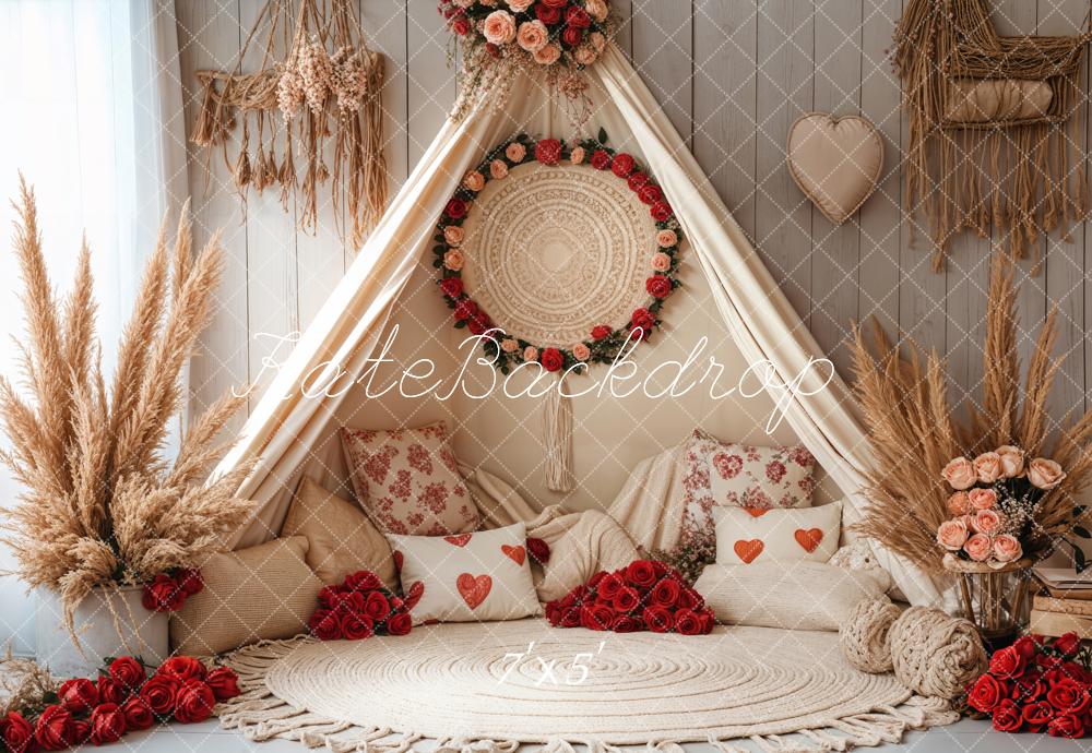 Kate Boho Romantic Floral Tent Backdrop Designed by Emetselch - Kate Backdrop AU