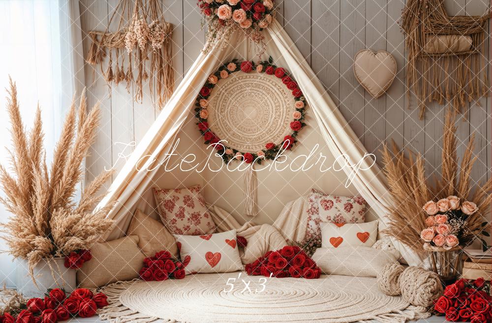 Kate Boho Romantic Floral Tent Backdrop Designed by Emetselch - Kate Backdrop AU