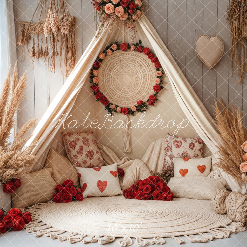 Kate Boho Romantic Floral Tent Backdrop Designed by Emetselch - Kate Backdrop AU