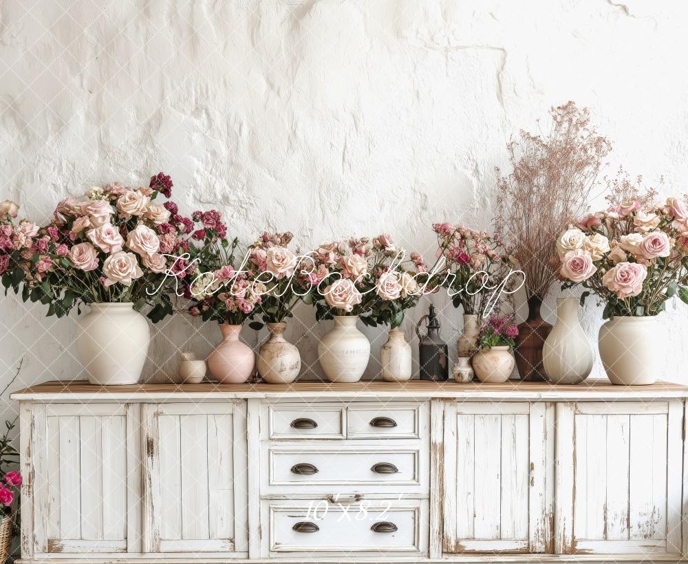 Kate Vintage Floral Spring Arrangement Backdrop Designed by Patty Roberts - Kate Backdrop AU