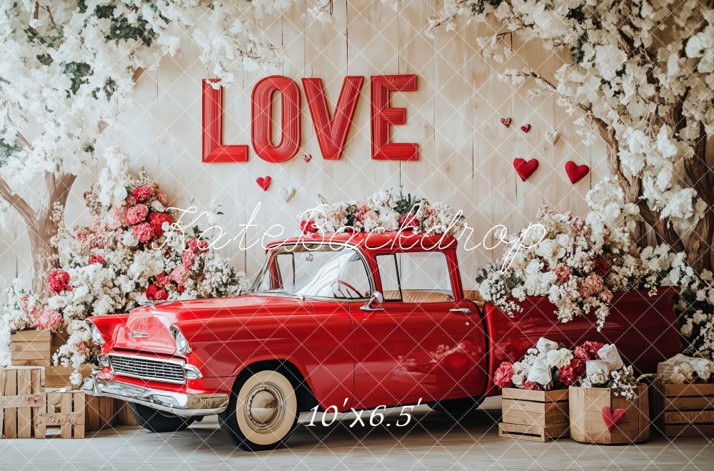 Kate Vintage Valentine’s Day Truck Backdrop Designed by Patty Roberts - Kate Backdrop AU