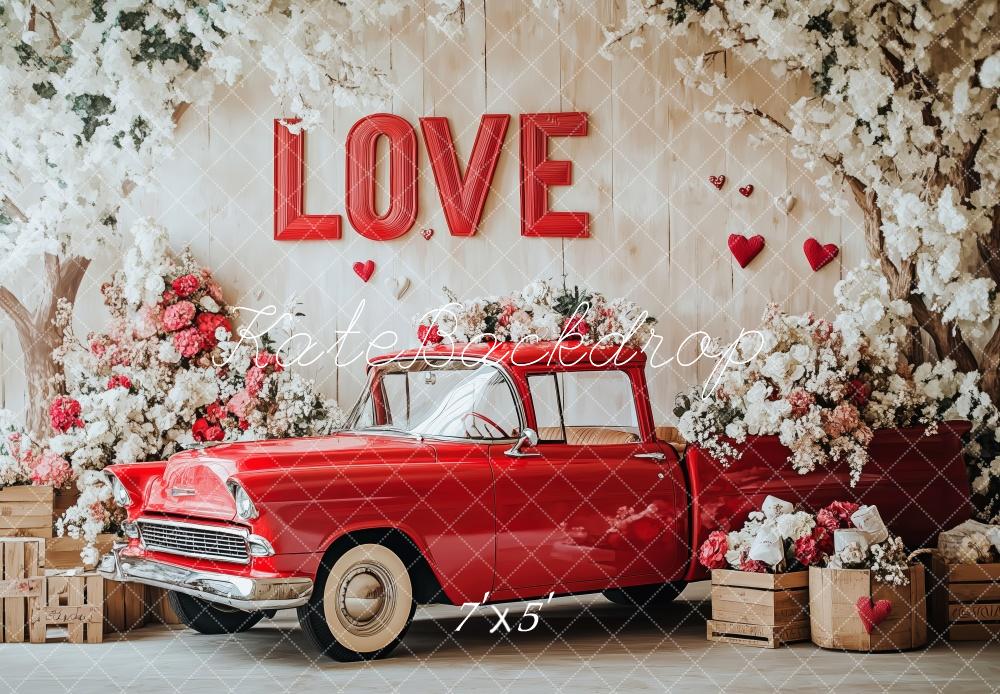 Kate Vintage Valentine’s Day Truck Backdrop Designed by Patty Roberts - Kate Backdrop AU