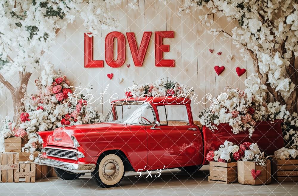 Kate Vintage Valentine’s Day Truck Backdrop Designed by Patty Roberts - Kate Backdrop AU
