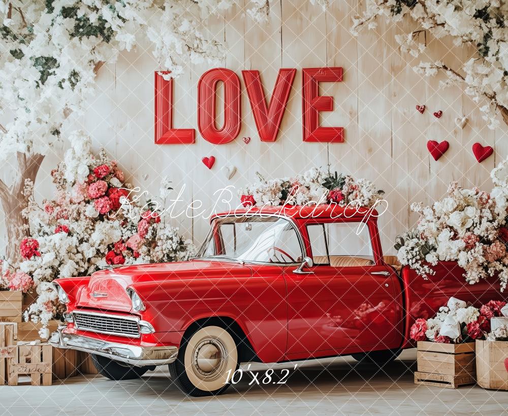 Kate Vintage Valentine’s Day Truck Backdrop Designed by Patty Roberts - Kate Backdrop AU