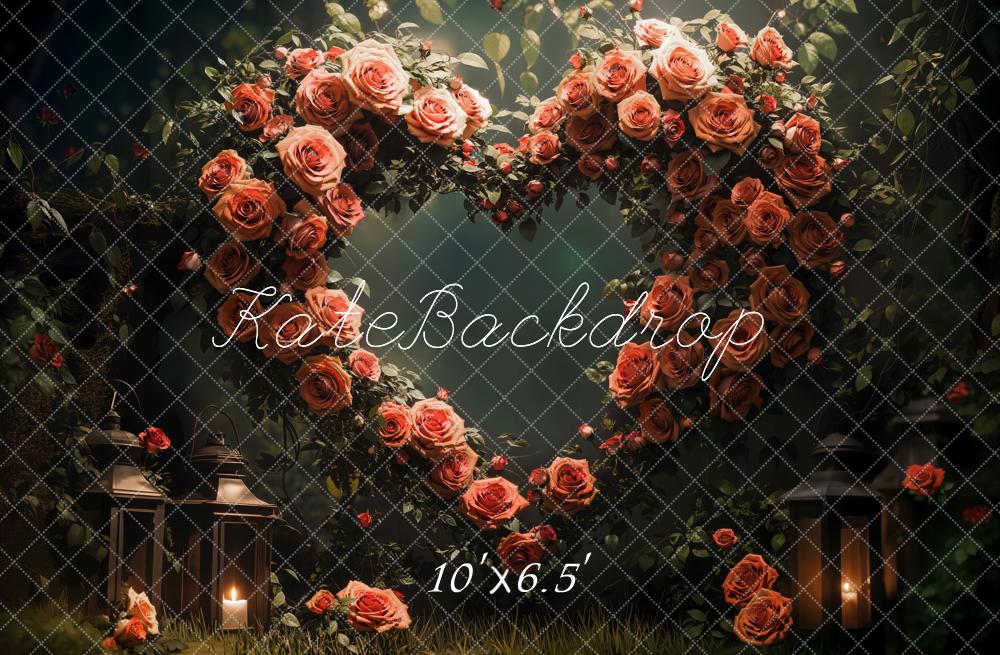 Kate Valentine's Day Heart-shaped Flowers Backdrop Designed by Emetselch - Kate Backdrop AU