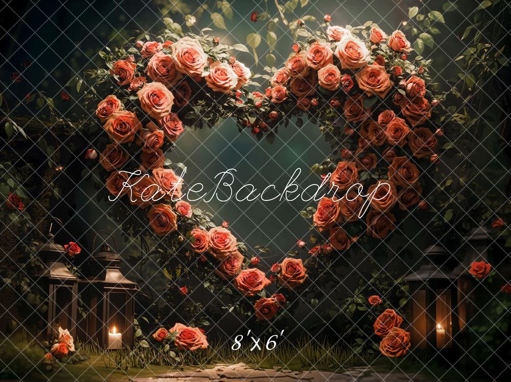 Kate Valentine's Day Heart-shaped Flowers Backdrop Designed by Emetselch - Kate Backdrop AU