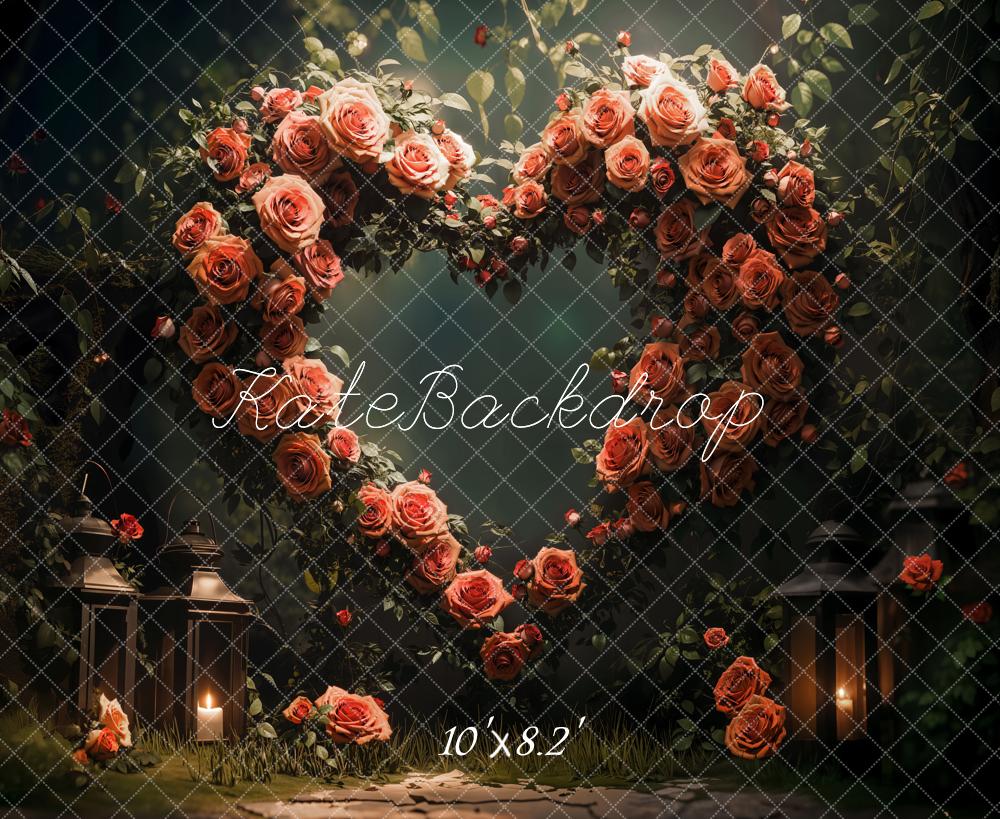 Kate Valentine's Day Heart-shaped Flowers Backdrop Designed by Emetselch - Kate Backdrop AU