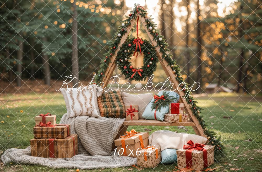 Kate Outdoor Forest Grassland Christmas Backdrop Designed by Emetselch - Kate Backdrop AU