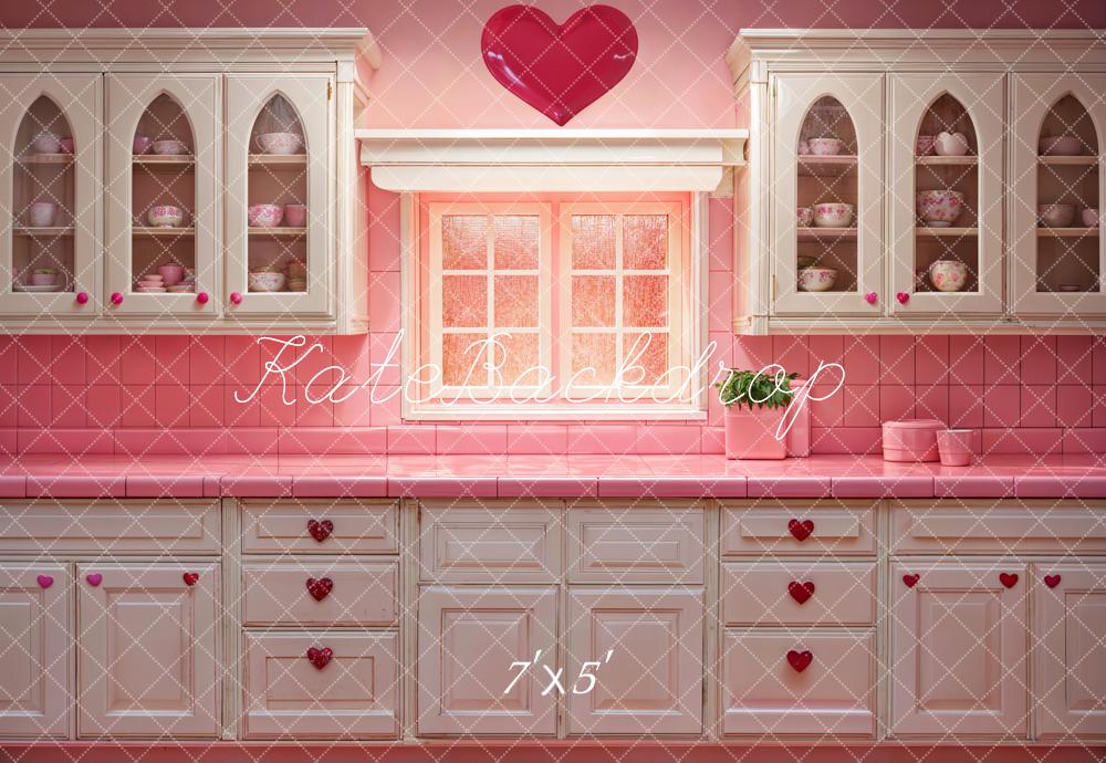 Kate Valentine Barbie Pink Kitchen Backdrop Designed by Emetselch - Kate Backdrop AU