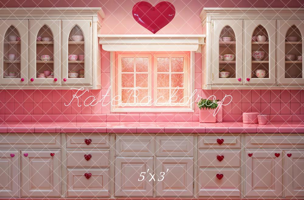 Kate Valentine Barbie Pink Kitchen Backdrop Designed by Emetselch - Kate Backdrop AU