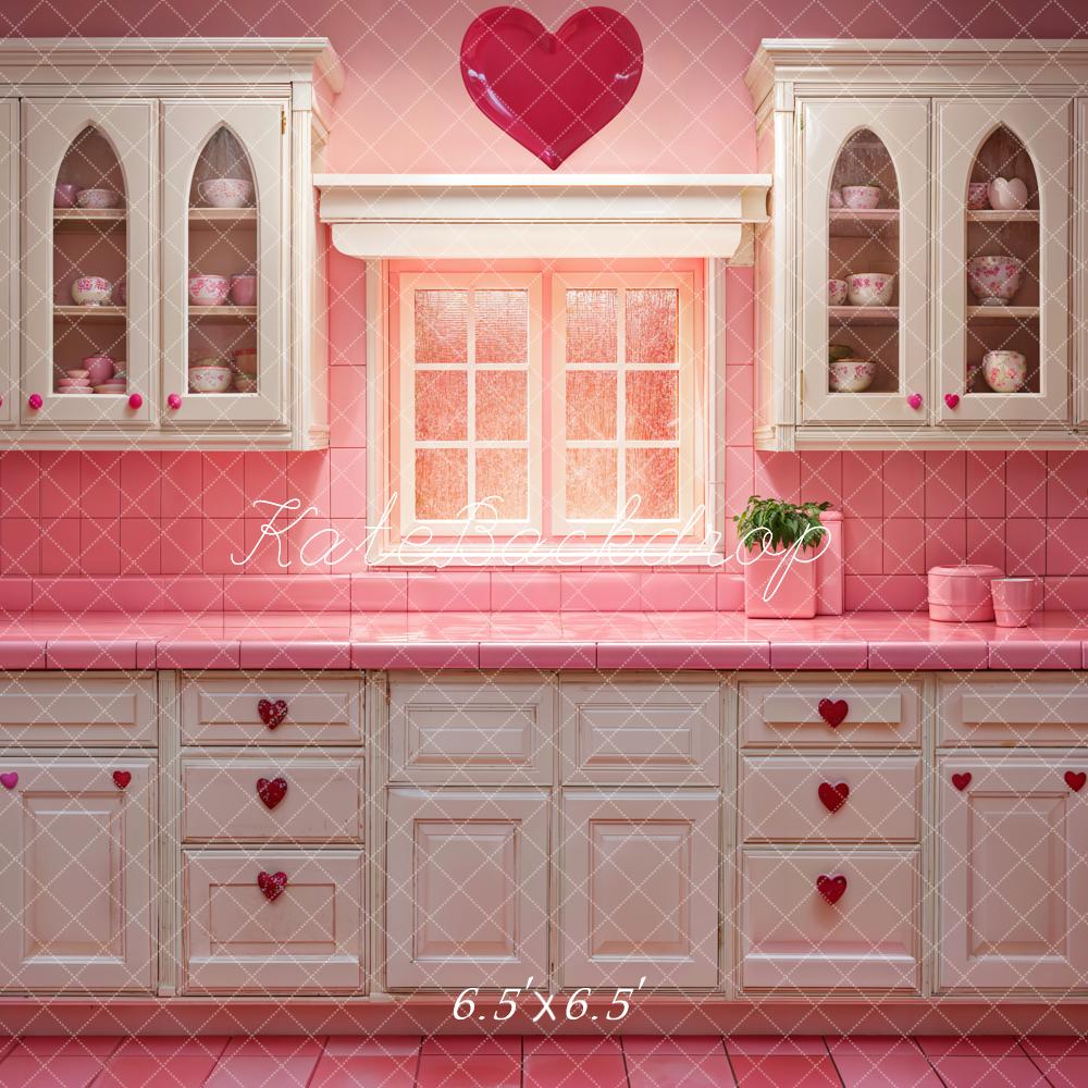 Kate Valentine Barbie Pink Kitchen Backdrop Designed by Emetselch - Kate Backdrop AU