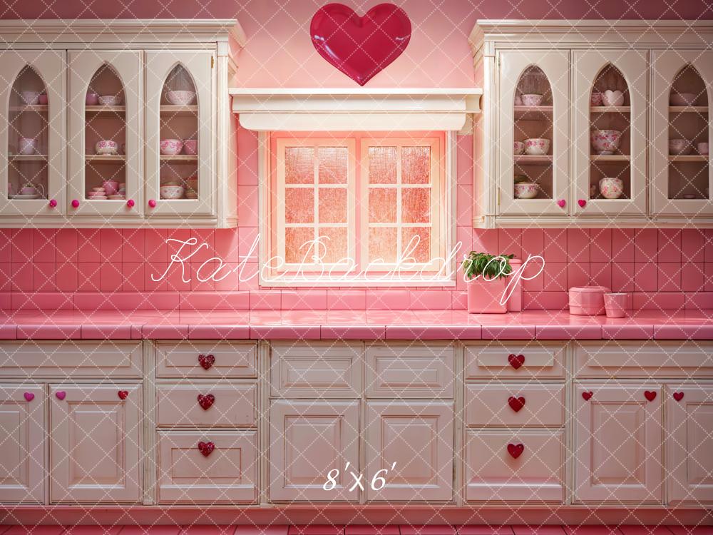 Kate Valentine Barbie Pink Kitchen Backdrop Designed by Emetselch - Kate Backdrop AU