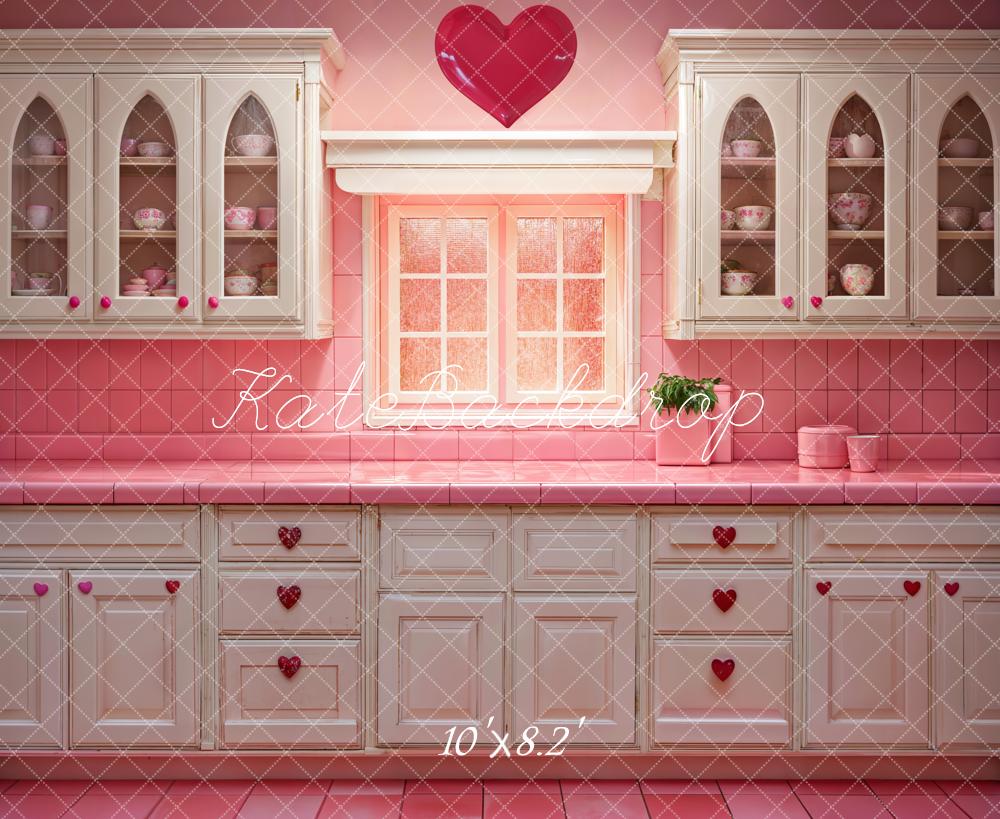 Kate Valentine Barbie Pink Kitchen Backdrop Designed by Emetselch - Kate Backdrop AU