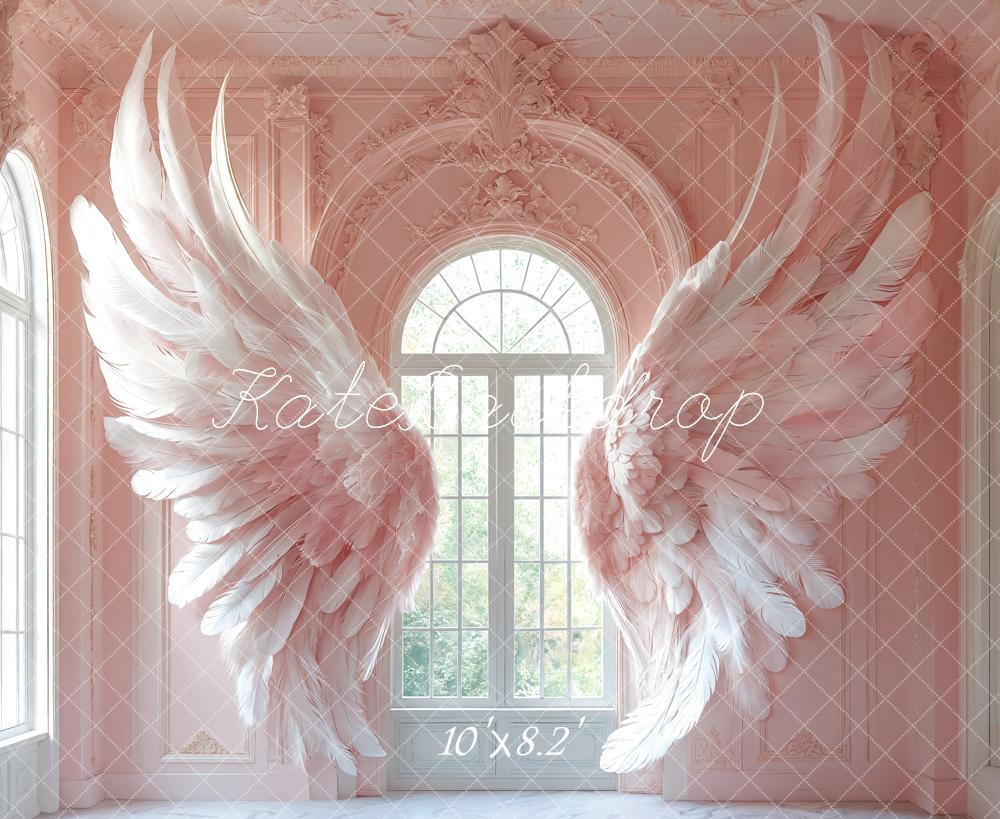 Kate Angel Wings Pink Window Backdrop Designed by Emetselch - Kate Backdrop AU