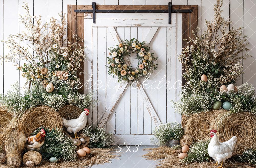 Kate Easter Farmhouse Spring Floral Backdrop Designed by Emetselch - Kate Backdrop AU