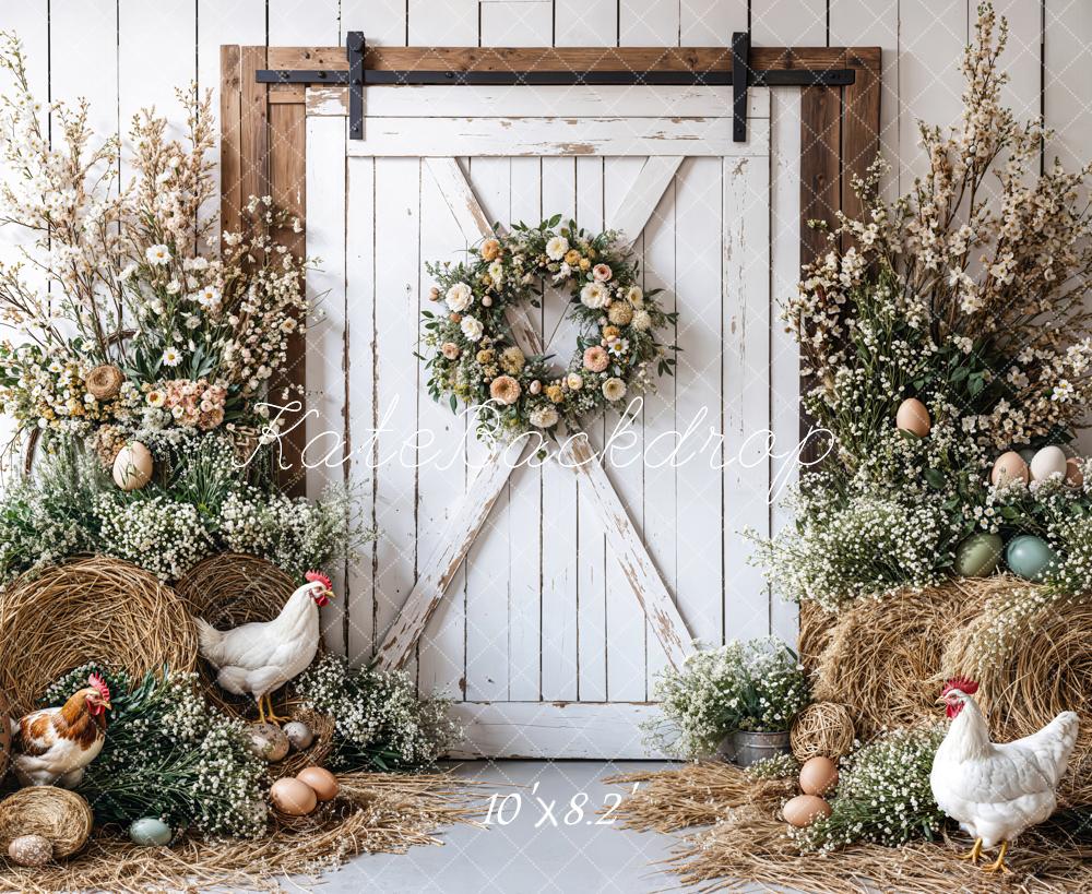 Kate Easter Farmhouse Spring Floral Backdrop Designed by Emetselch - Kate Backdrop AU