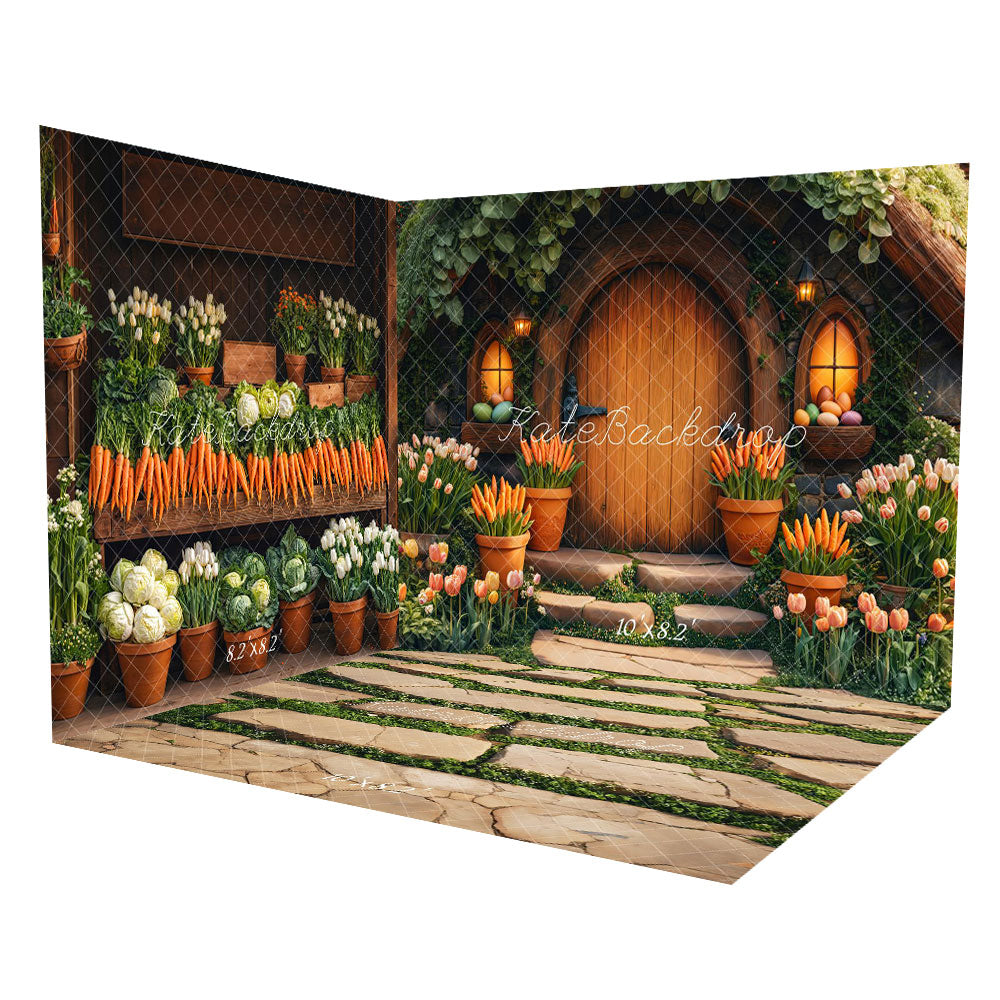 Kate Easter Carrot Shop Tulips Flower Room Set(8ftx8ft&10ftx8ft&8ftx10ft) - Kate Backdrop AU