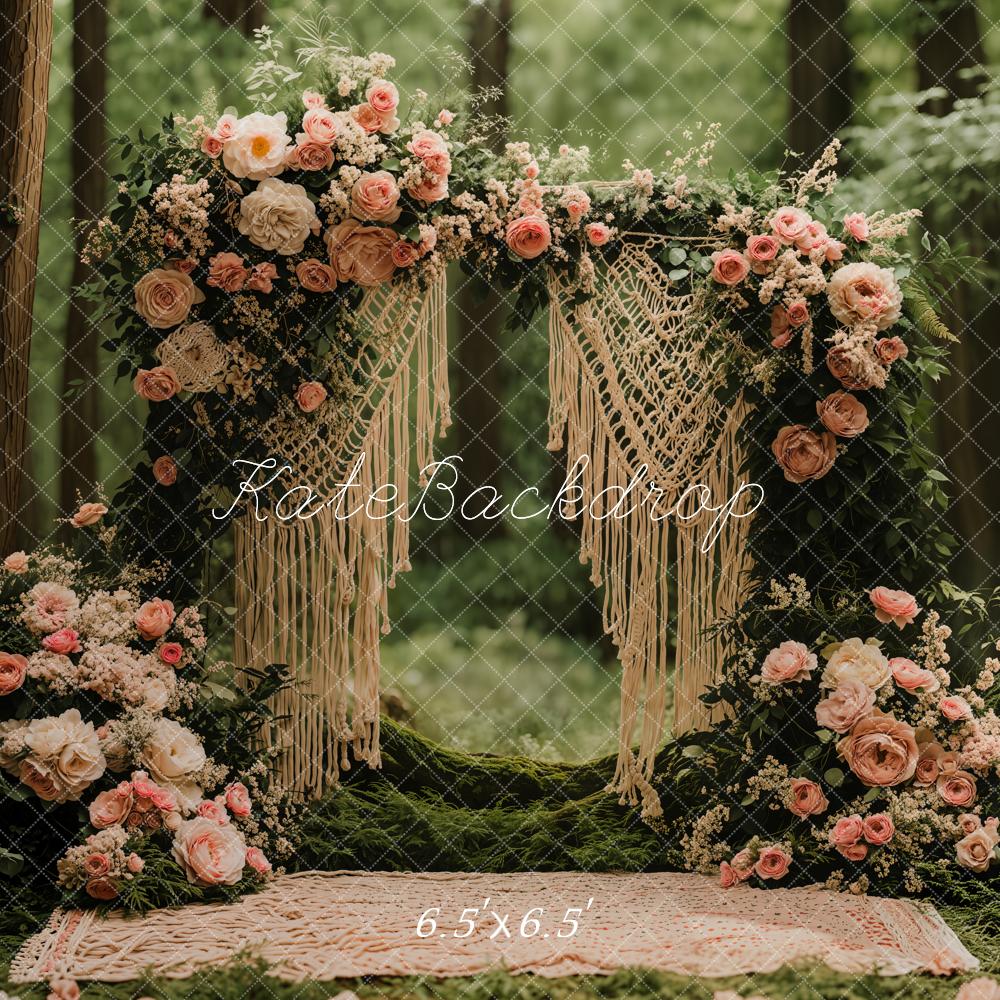 Kate Boho Forest Flower Backdrop Valentine's Day Mommy and Me Designed by Emetselch