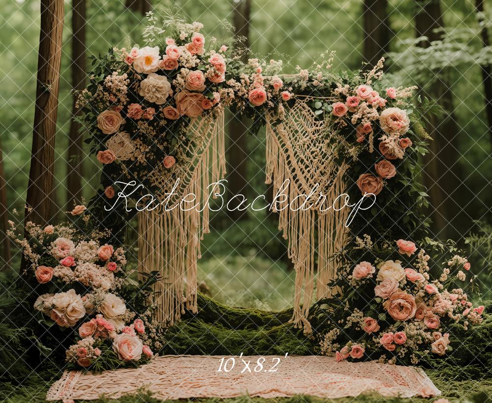 Kate Boho Forest Flower Backdrop Valentine's Day Mommy and Me Designed by Emetselch