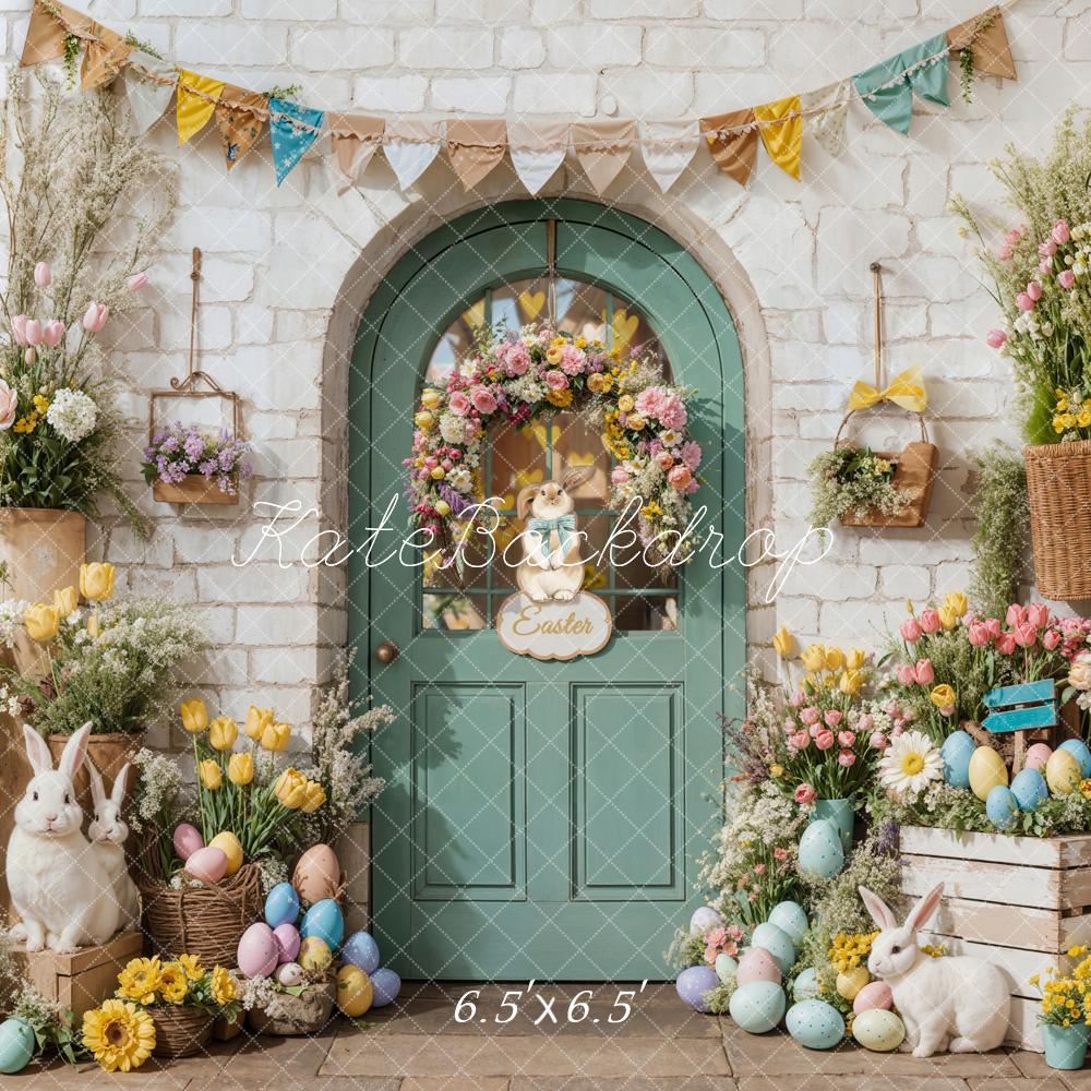 Kate Easter Bunny Flowers Door Backdrop Designed by Emetselch - Kate Backdrop AU