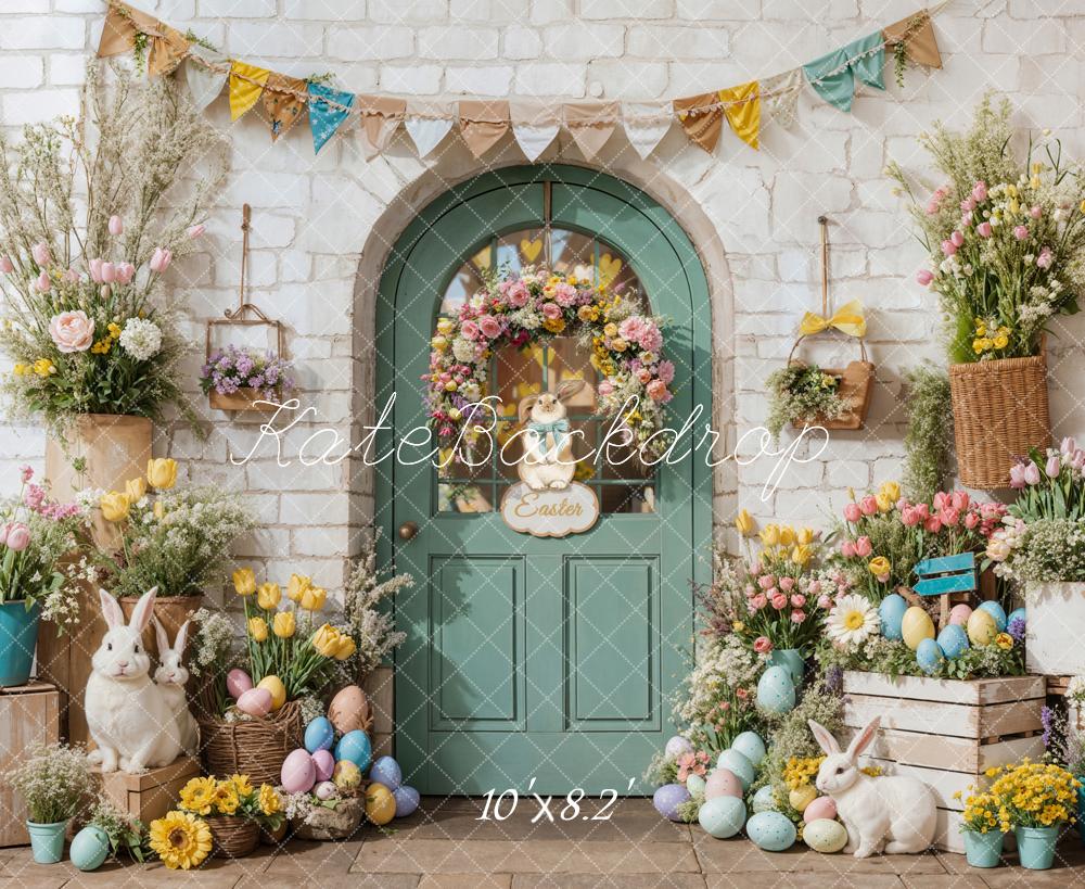 Kate Easter Bunny Flowers Door Backdrop Designed by Emetselch - Kate Backdrop AU