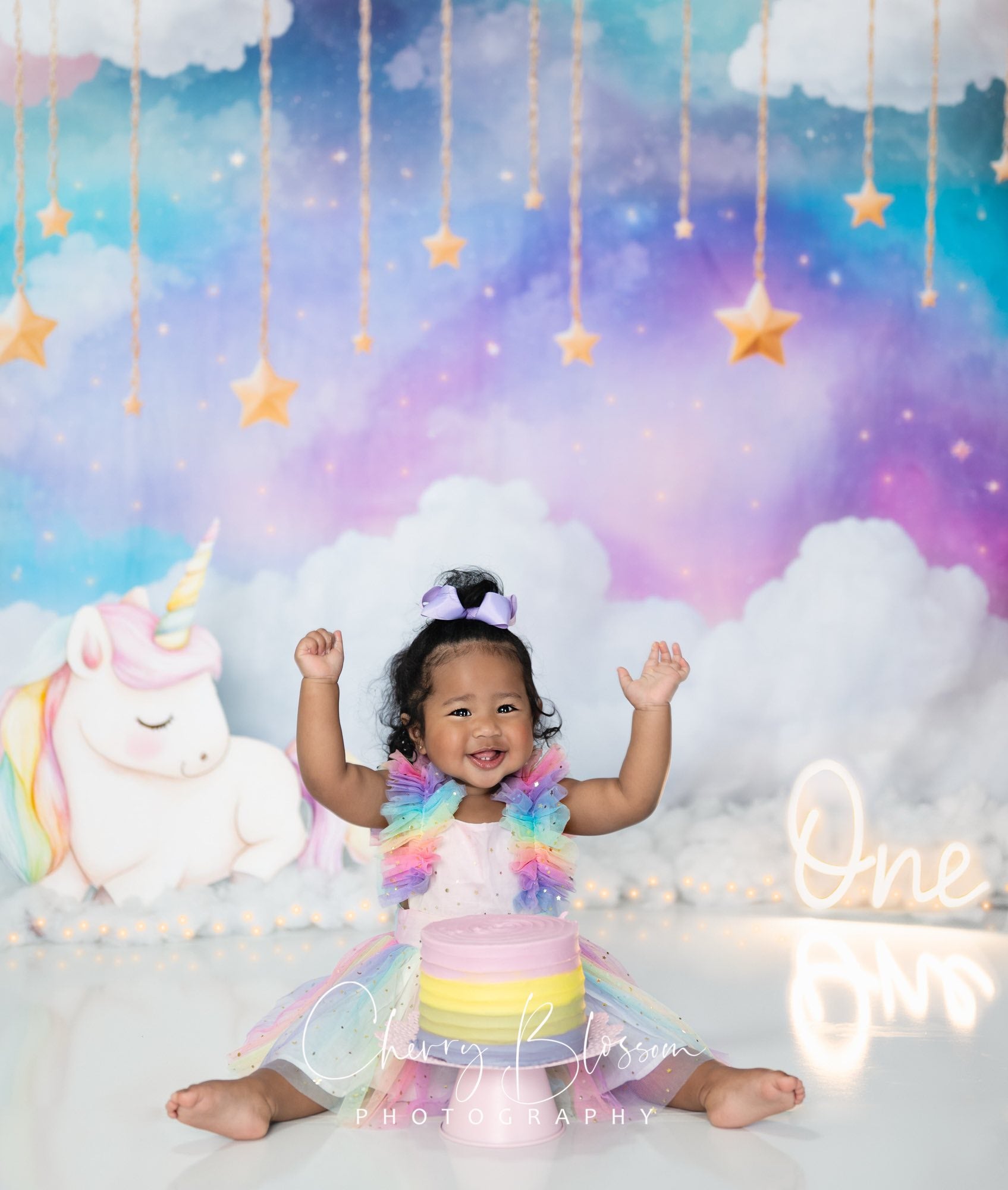 Kate Cake Smash Dreamy Clouds Starry Sky Backdrop Designed by Emetselch - Kate Backdrop AU