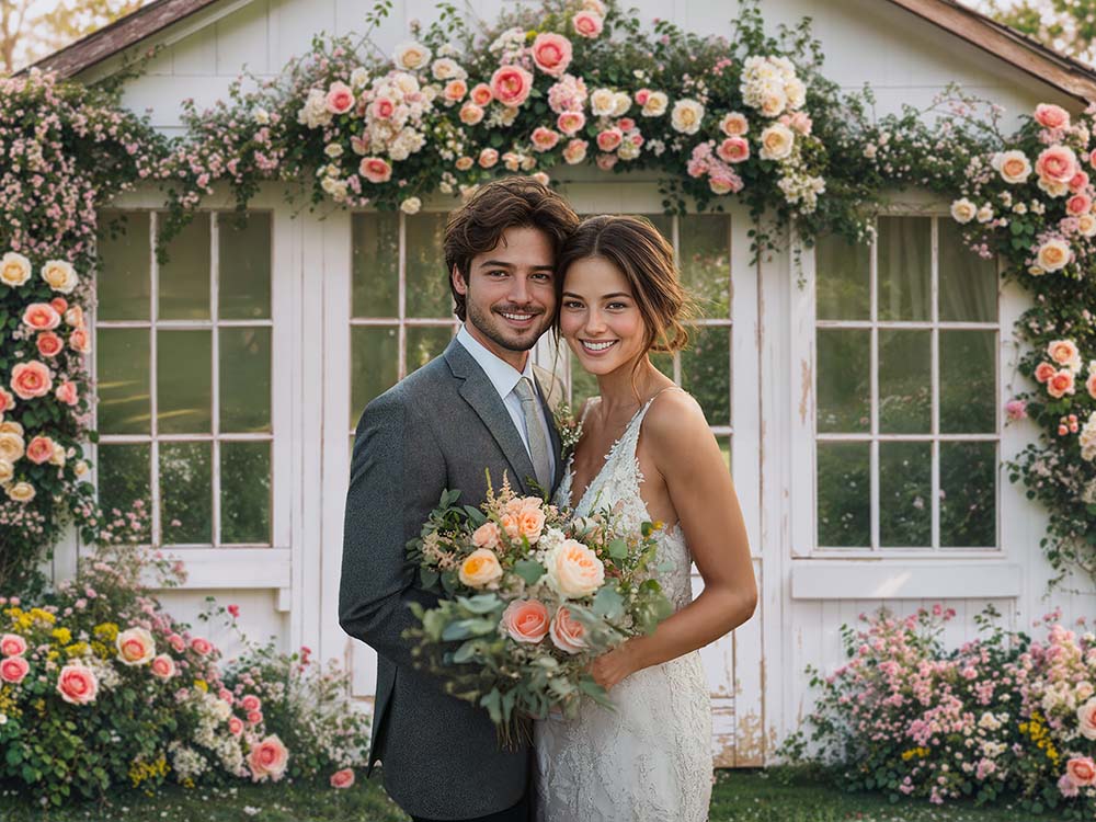 Kate Spring Flower House Rustic Garden Backdrop Designed by Emetselch - Kate Backdrop AU