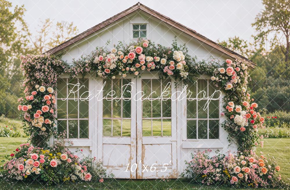 Kate Spring Flower House Rustic Garden Backdrop Designed by Emetselch - Kate Backdrop AU