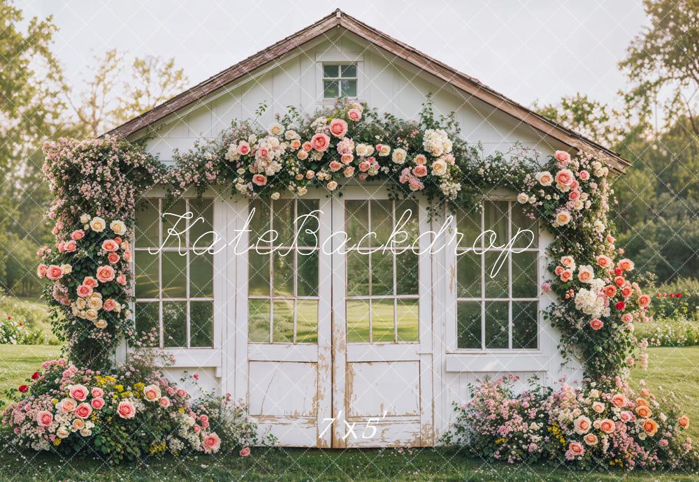 Kate Spring Flower House Rustic Garden Backdrop Designed by Emetselch - Kate Backdrop AU