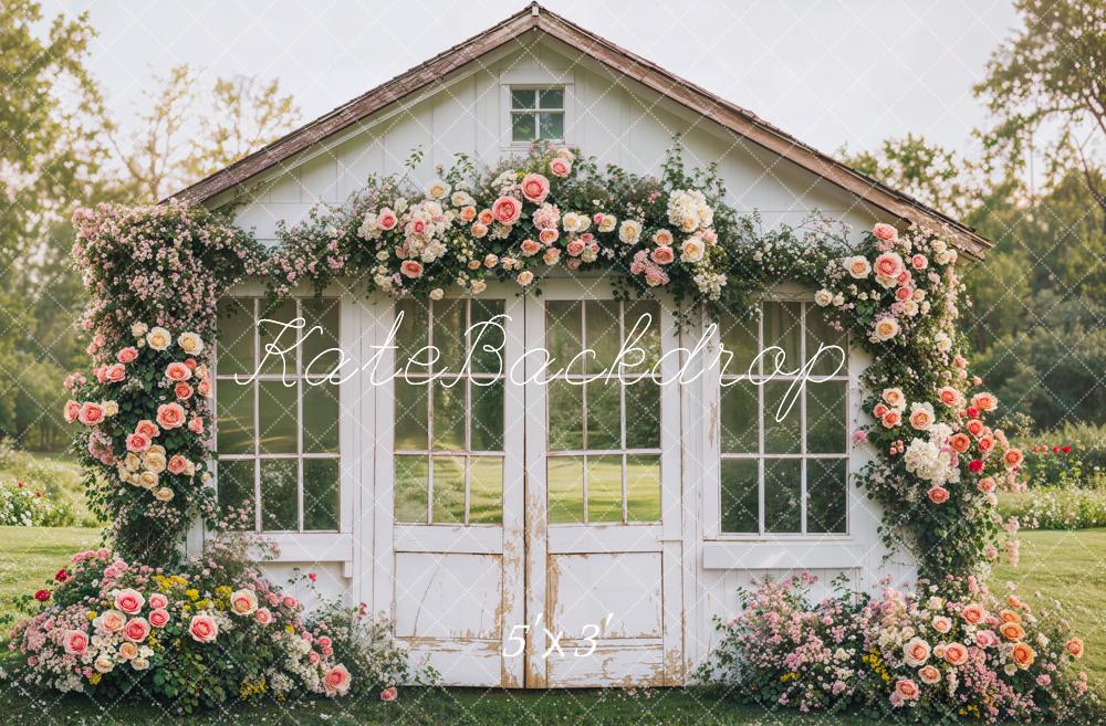 Kate Spring Flower House Rustic Garden Backdrop Designed by Emetselch - Kate Backdrop AU