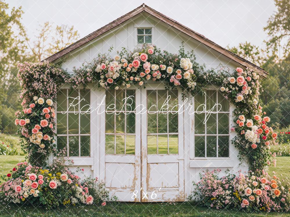 Kate Spring Flower House Rustic Garden Backdrop Designed by Emetselch - Kate Backdrop AU